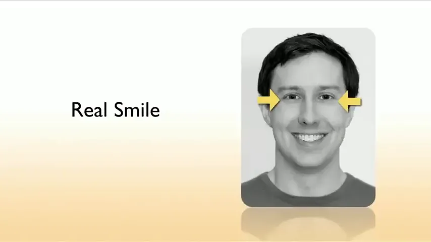 ตัวอย่างการยิ้มปลอมและยิ้มจริงที่แตกต่างกัน